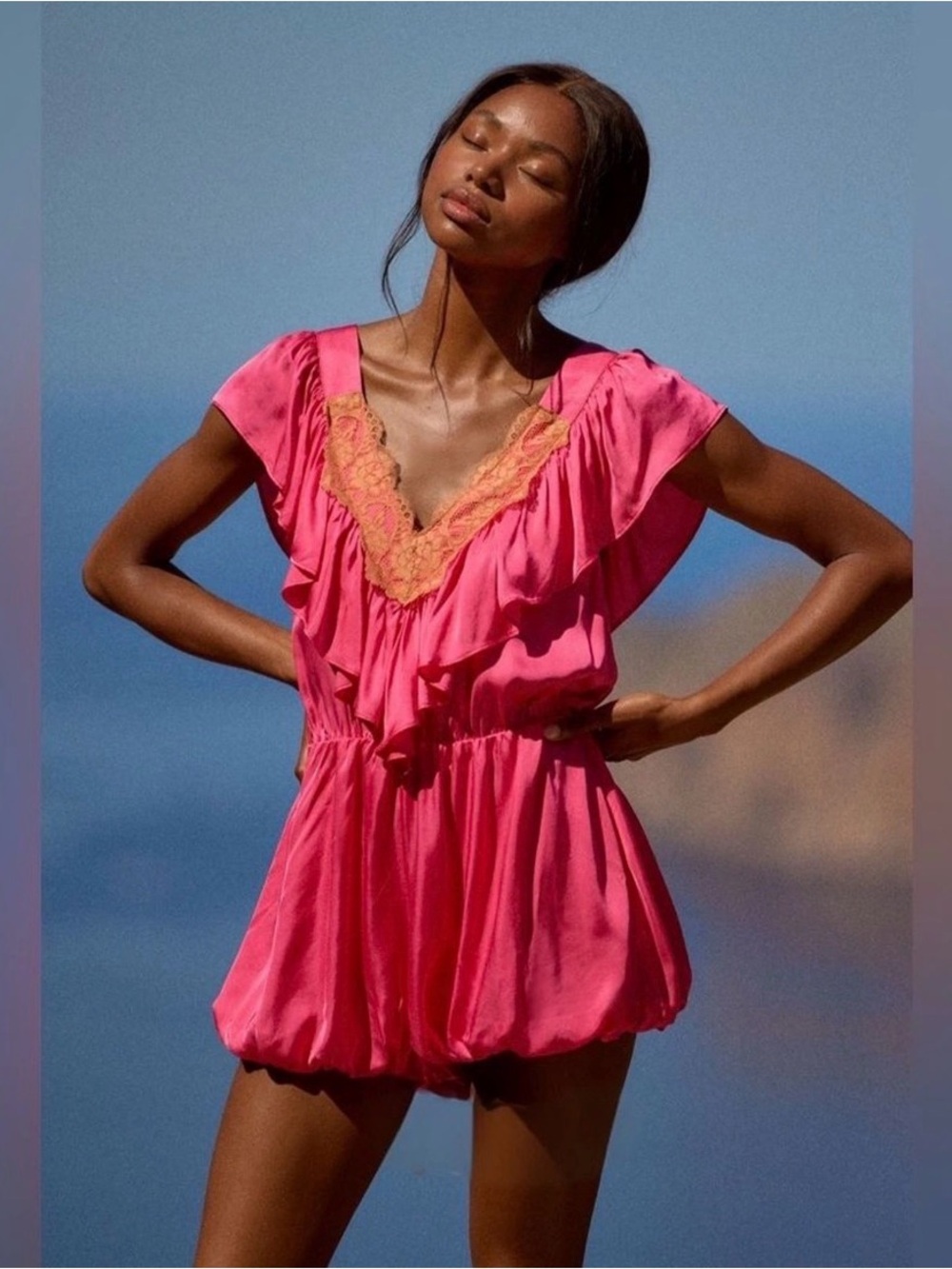 Anthropologie LyreBird Silky Lace Romper💕